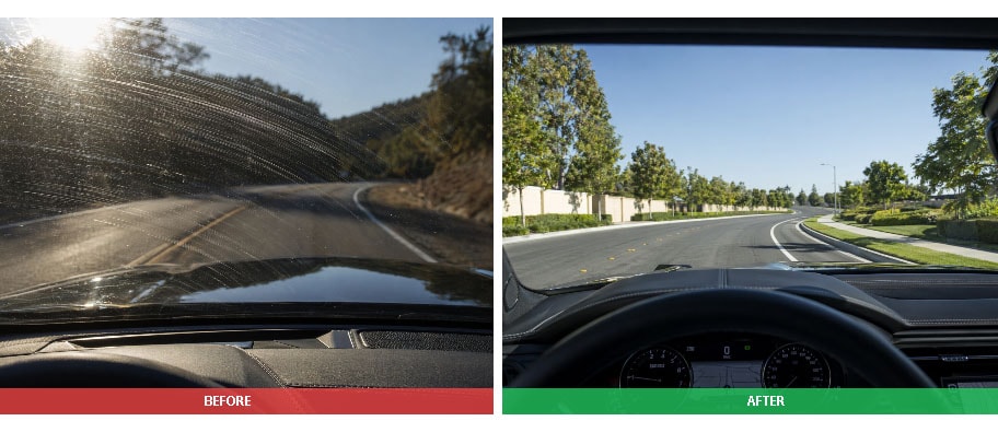 Luxury auto windshield glass restoration